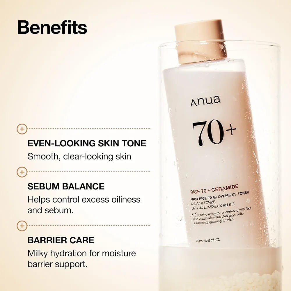 Anua Rice 70 + Ceramide Glow Milky Toner 250 ml